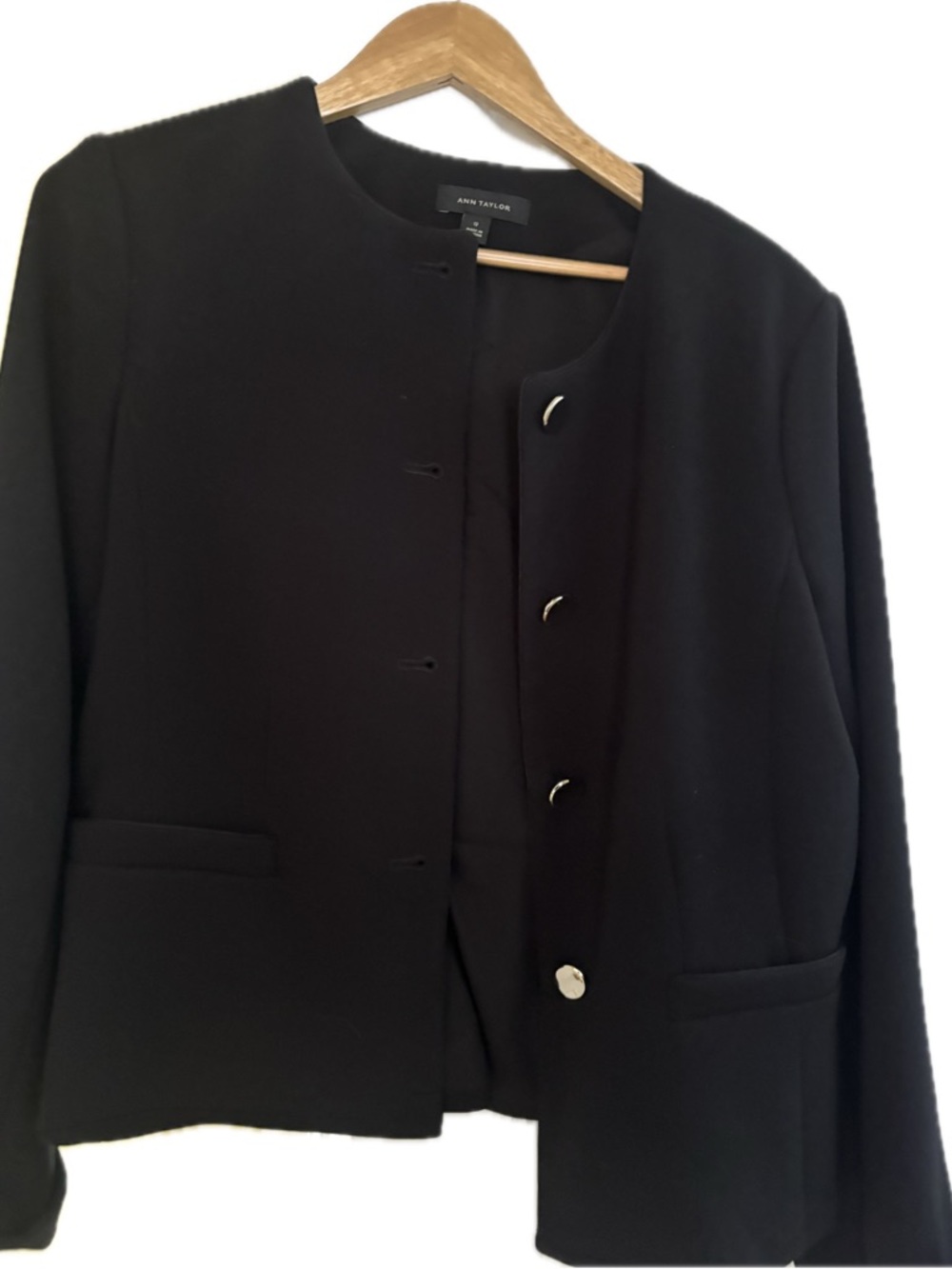 Ann Taylor Black Collarless Women's Blazer Jacket